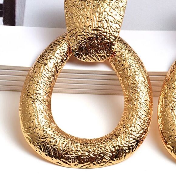 New Exaggerated Oversized Gold Hanging Dangle Earrings Statement Earrings - Picture 4 of 6